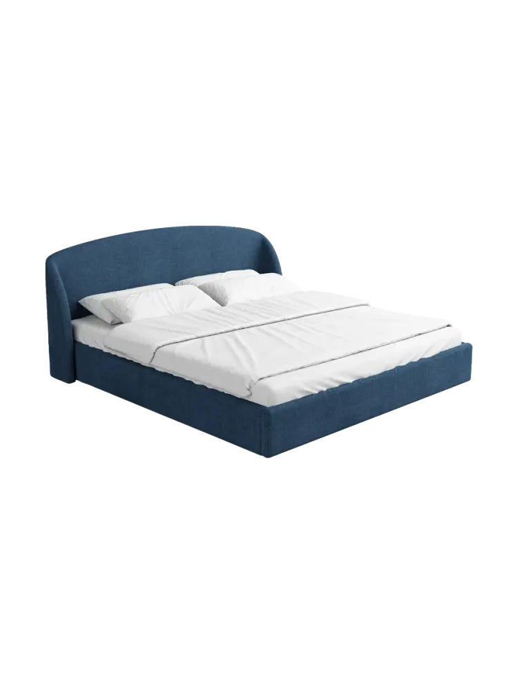 Design Polsterbett „Riva“ mit Ablagefach, Webstoff Dunkelblau Strukturstoff Dunkelblau BLOOMINGLOFT Collection