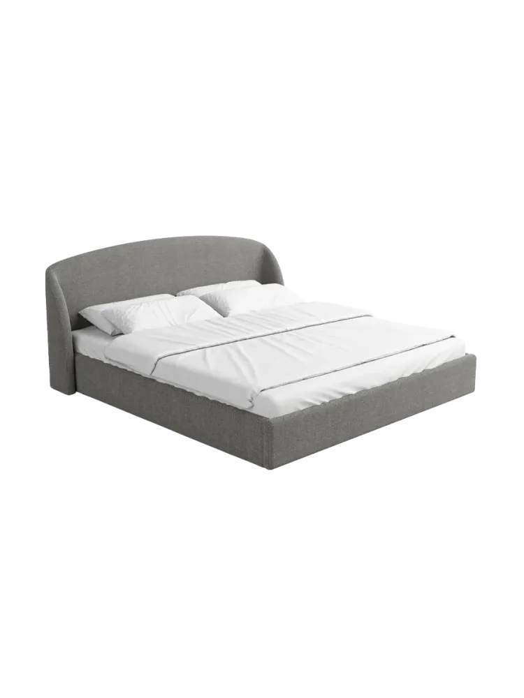 Design Polsterbett „Riva“ mit Ablagefach, Webstoff Grau Strukturstoff Grau BLOOMINGLOFT Collection