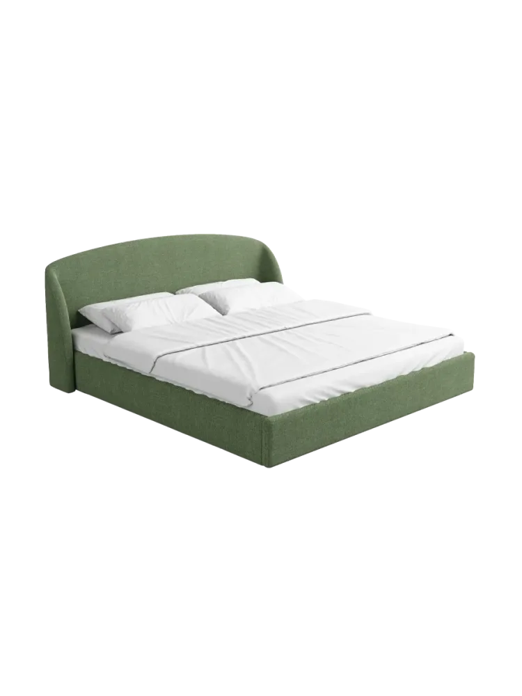 Design Polsterbett „Riva“ mit Ablagefach, Webstoff Grün Strukturstoff Grün BLOOMINGLOFT Collection