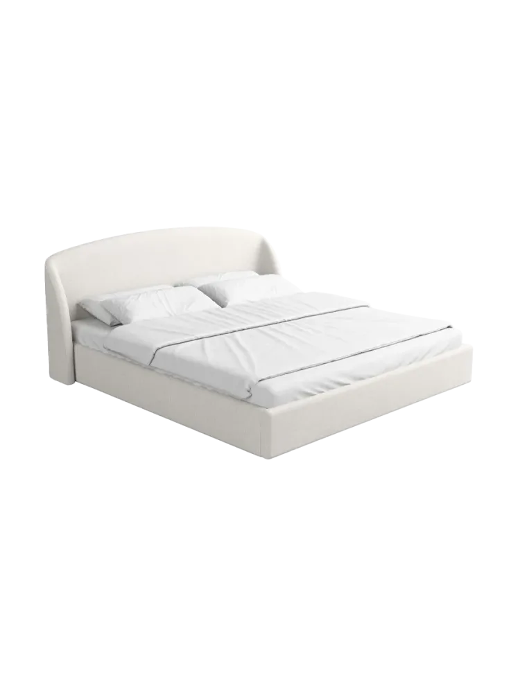 Design Polsterbett „Riva“ mit Ablagefach, Webstoff Weiss Strukturstoff Weiss BLOOMINGLOFT Collection