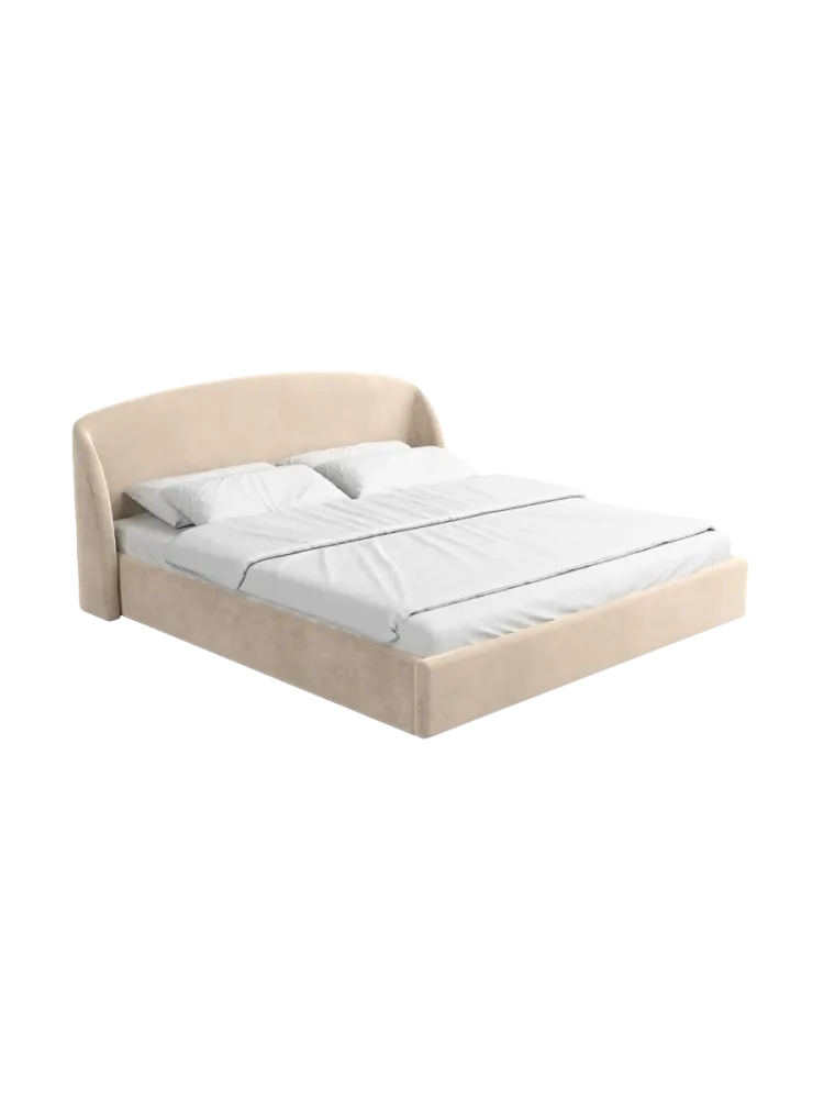 Design Polsterbett „Riva“ mit Ablagefach, Samt Cream BLOOMINGLOFT Collection