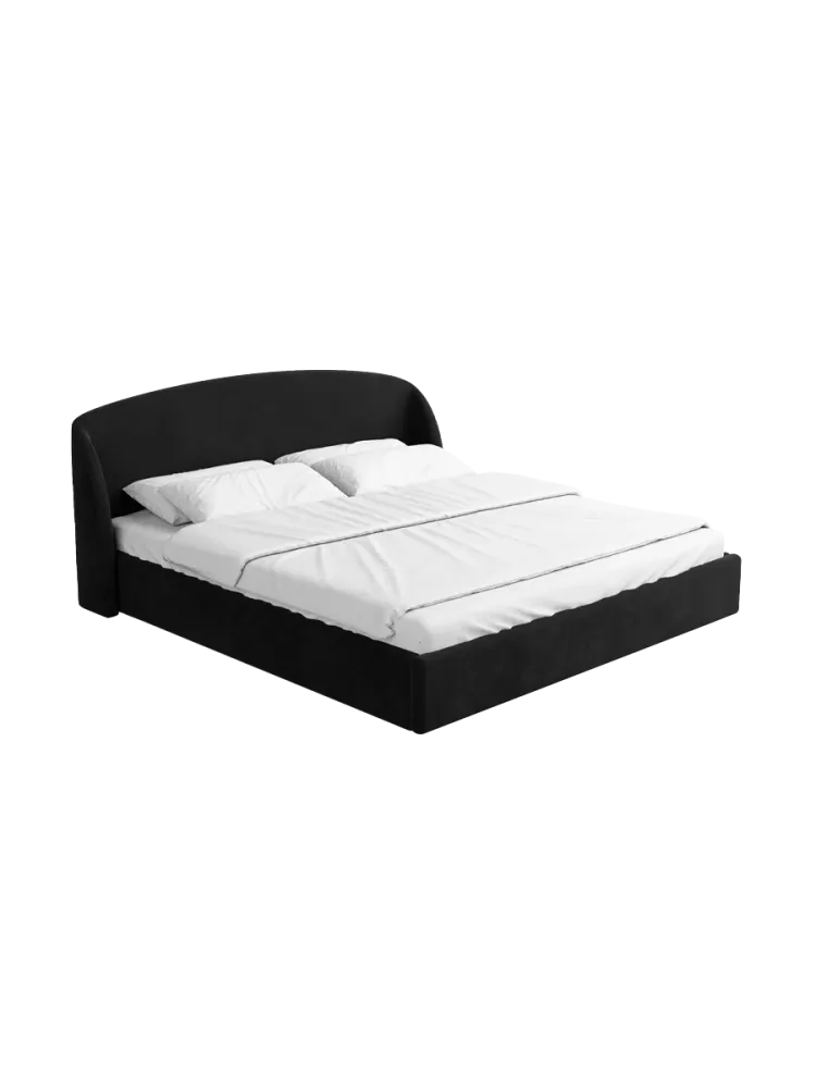Design Polsterbett „Riva“ mit Ablagefach, Samt Schwarz BLOOMINGLOFT Collection