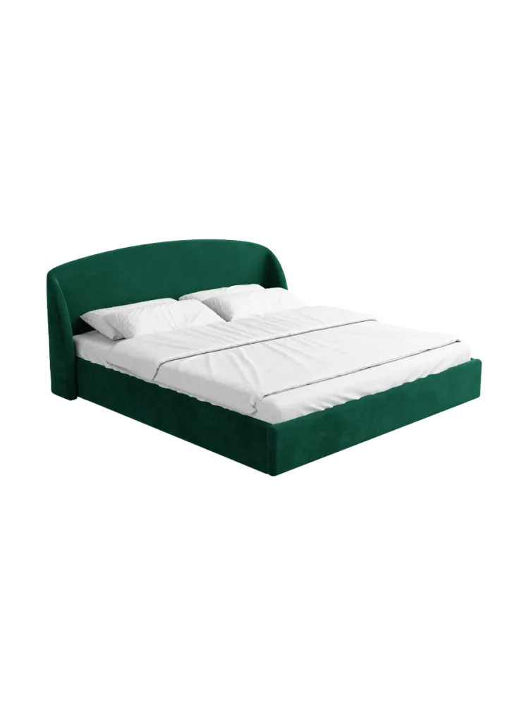 Design Polsterbett „Riva“ mit Ablagefach, Samt Grün BLOOMINGLOFT Collection