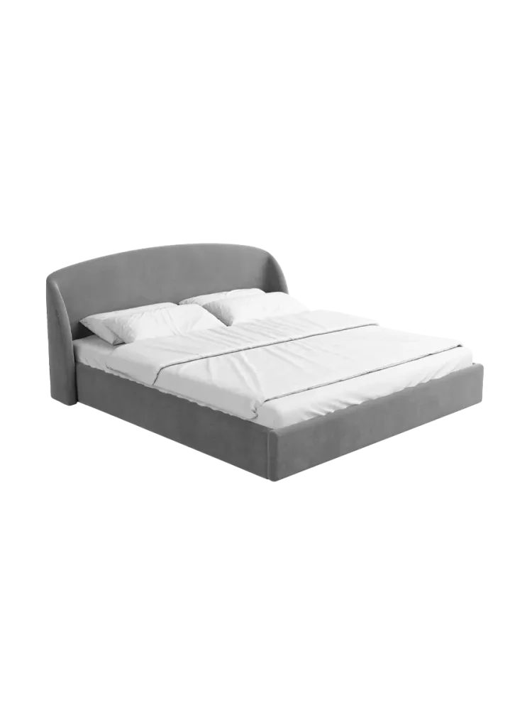 Design Polsterbett „Riva“ mit Ablagefach, Samt Grau BLOOMINGLOFT Collection