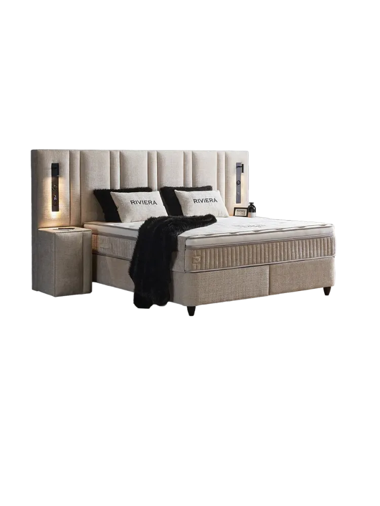 Design Boxspringbett „Riviera“, verschiedene Grössen Beige hell ABC Bedding