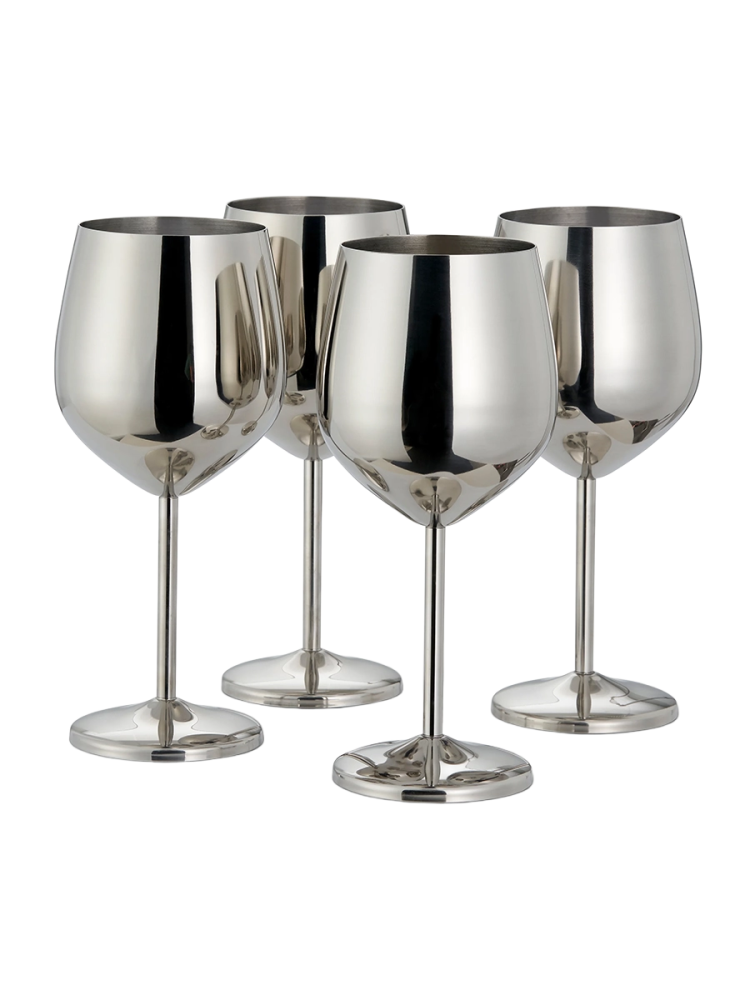 4-er Set bruchsichere Weingläser „Steel“ aus Edelstahl, 500 ml Oak & Steel