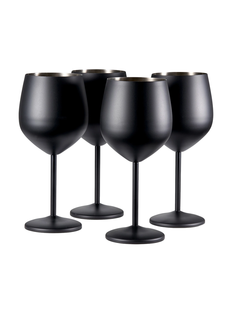 4-er Set bruchsichere Weingläser „Steel“ aus Edelstahl, 500 ml Oak & Steel