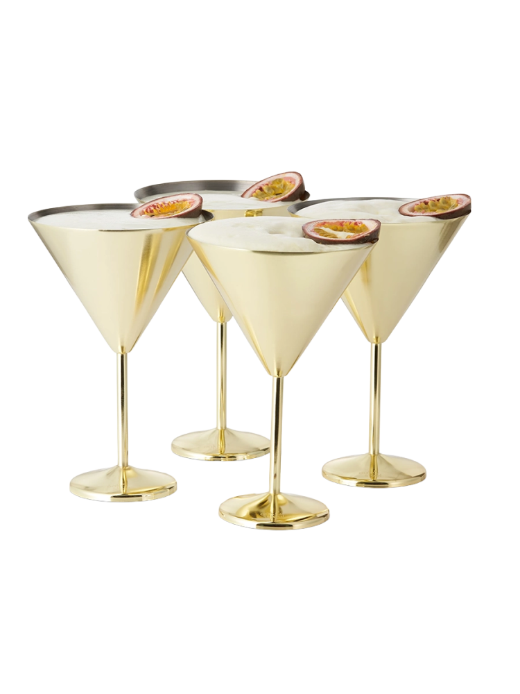 4-er Set bruchsichere Martini-Gläser „Steel“ aus Edelstahl, 460 ml Oak & Steel