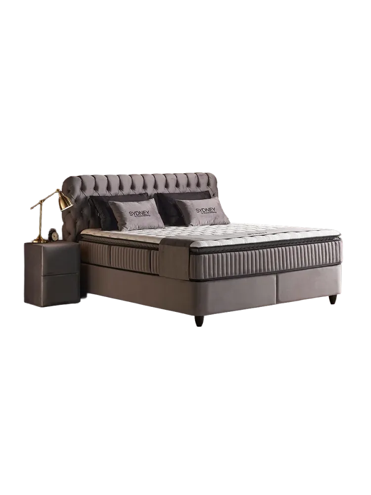 Design Boxspringbett „Sydney Grey“, verschiedene Grössen Grau SCANDIBEDDING