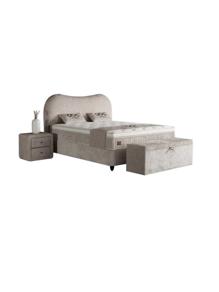 Premium Boxspringbett „Sofia“ inkl. Matratze & Topper Beige  140 x 200 cm ABC Bedding