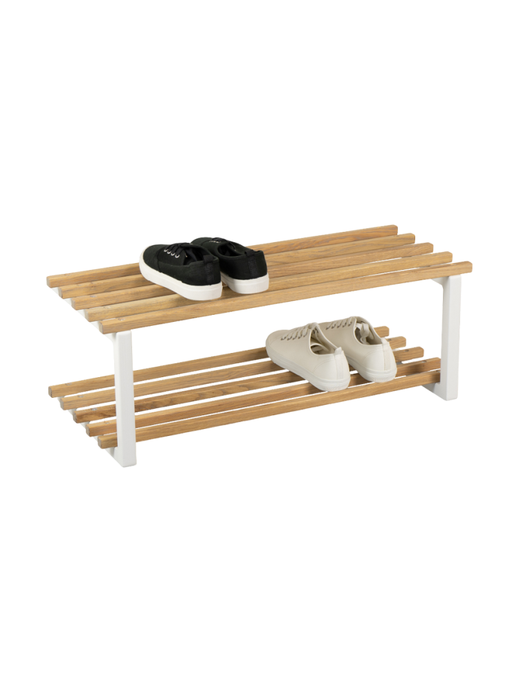 Spinder Design Schuhregal Arya Weiss/Braun Holz/Stahl 71 cm 26 cm - Farbe: weiss, eiche - Material: Eiche/Stahl - Schuhregal