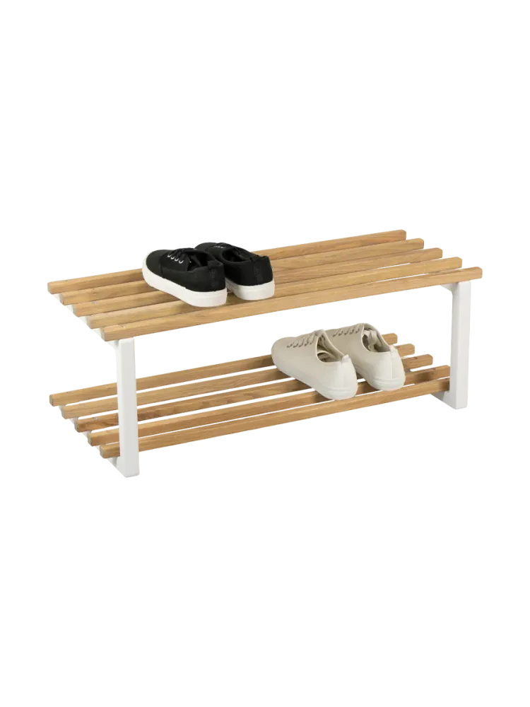 Spinder Design Schuhregal Arya Weiss/Braun Holz/Stahl 71 cm 26 cm - Farbe: weiss, eiche - Material: Eiche/Stahl - Schuhregal