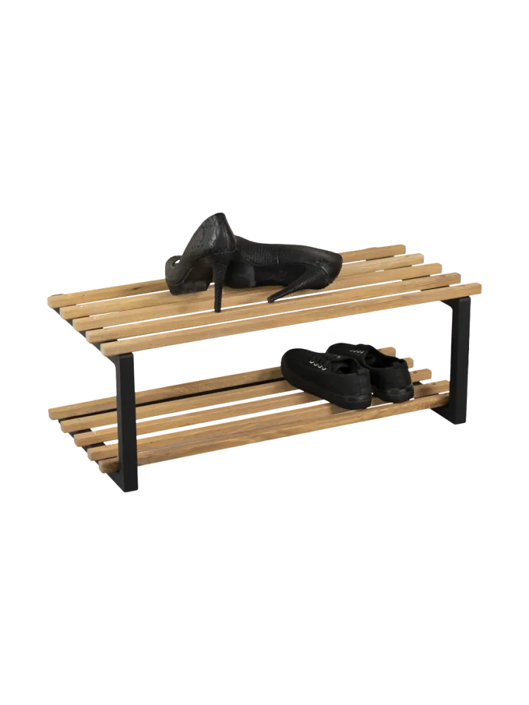 Spinder Design Schuhregal Hesta Schwarz/Braun Stahl/Holz 71 cm 26 cm - Farbe: schwarz/nature - Schuhregal