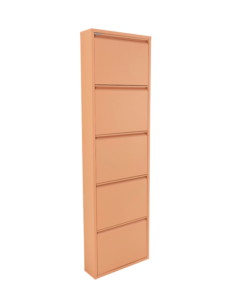 Spinder Design Schuhschrank Hesta Orange Stahl B 50 H 169 cm - Farbe: Terracotta - Schuhschrank