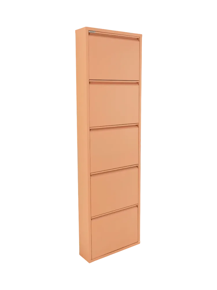 Spinder Design Schuhschrank Hesta Orange Stahl B 50 H 169 cm - Farbe: Terracotta - Schuhschrank