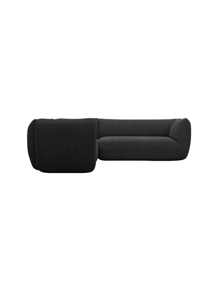 5-Sitzer Design Ecksofa „Savoy“ mit Strukturstoff-Bezug Strukturstoff Schwarz BLOOMINGLOFT Collection