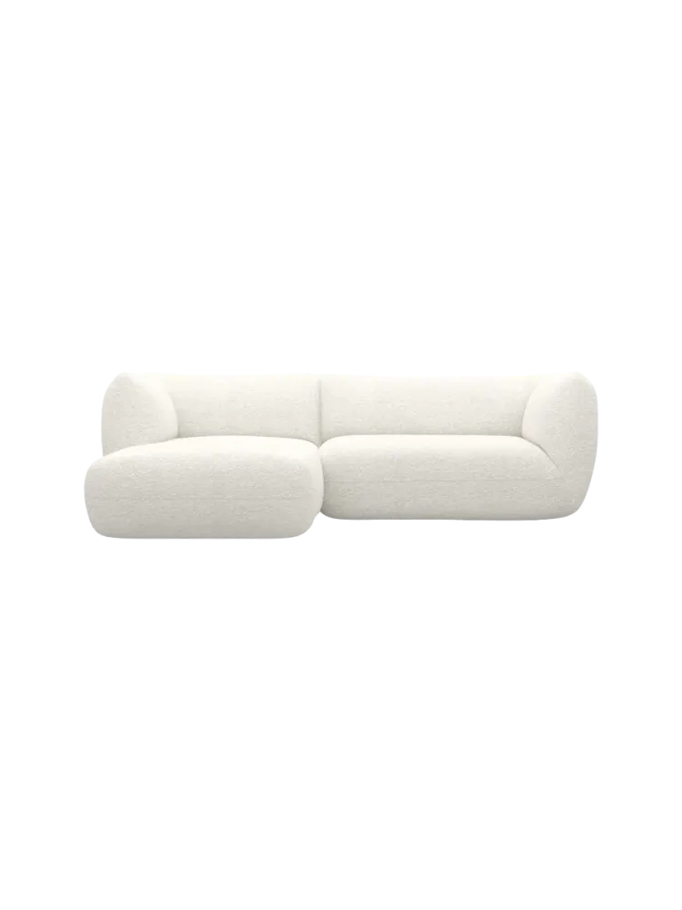 3/4-Sitzer Design Ecksofa „Savoy“ mit Bouclé-Bezug Bouclé White BLOOMINGLOFT Collection