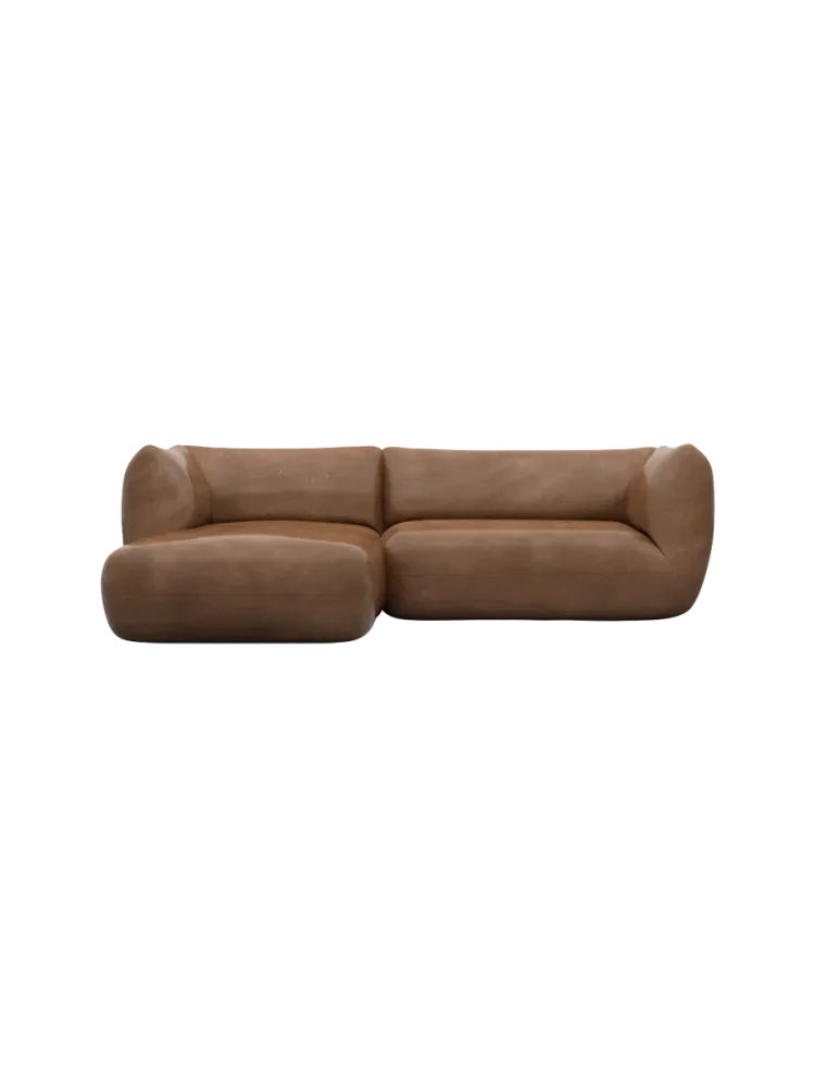 3/4-Sitzer Design Echtleder Ecksofa „Savoy“ Echtleder Choco Brown BLOOMINGLOFT Collection