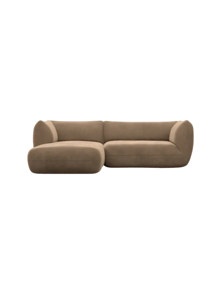 3/4-Sitzer Design Ecksofa „Savoy“ mit Samtbezug Samtbezug Braun BLOOMINGLOFT Collection