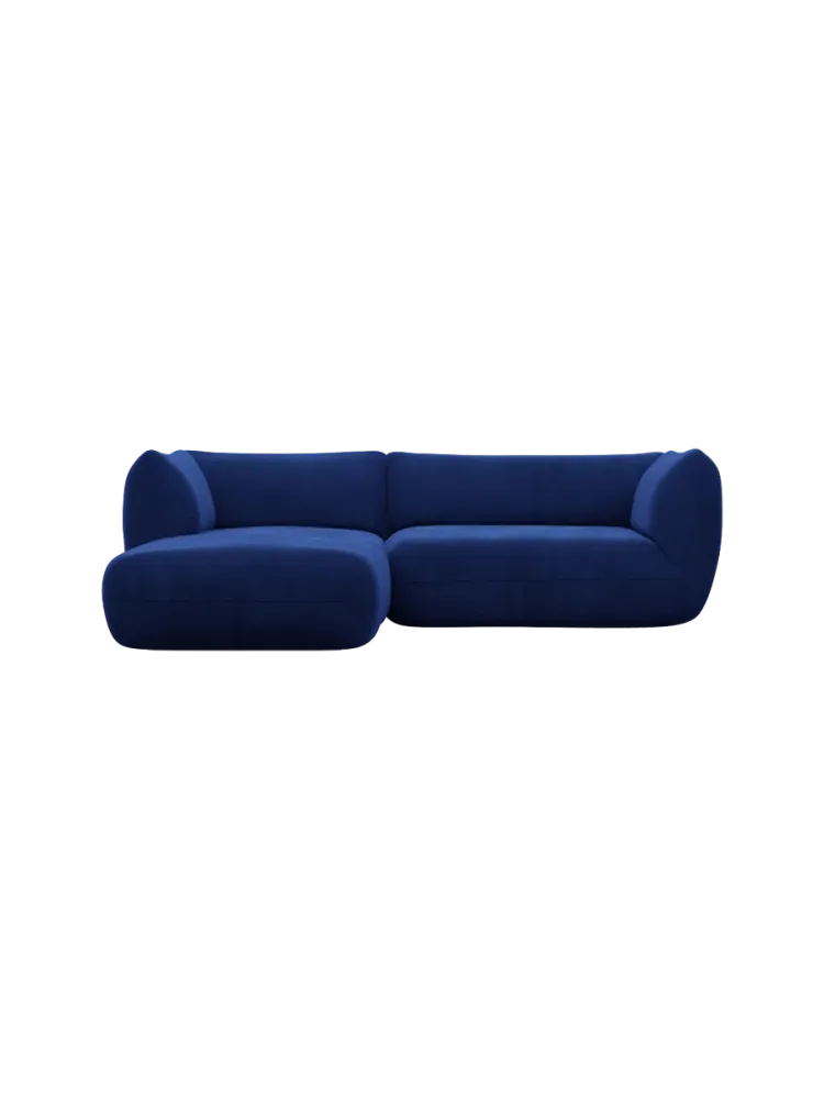 3/4-Sitzer Design Ecksofa „Savoy“ mit Samtbezug Samtbezug Königsblau BLOOMINGLOFT Collection