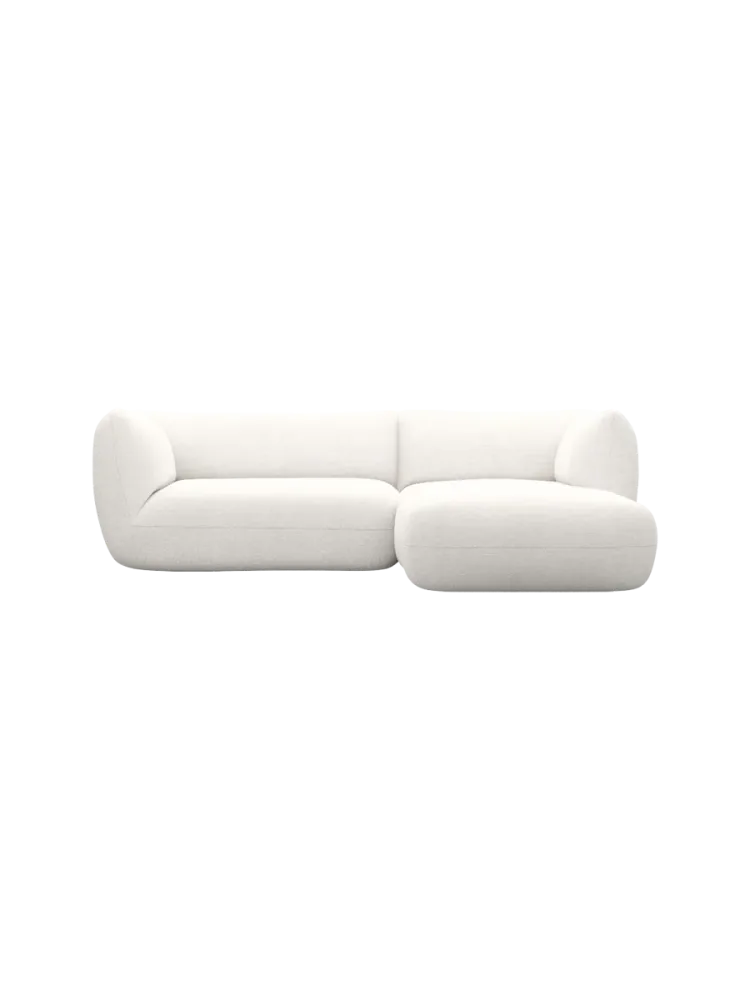 3/4-Sitzer Design Ecksofa „Savoy“ mit Strukturstoff-Bezug Strukturstoff Weiss BLOOMINGLOFT Collection