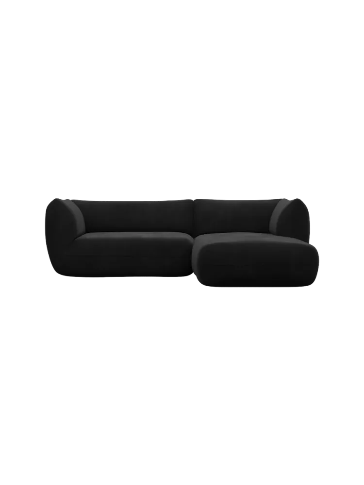 3/4-Sitzer Design Ecksofa „Savoy“ mit Samtbezug Samtbezug Schwarz BLOOMINGLOFT Collection