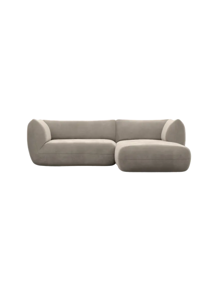3/4-Sitzer Design Ecksofa „Savoy“ mit Samtbezug Samtbezug Beige dunkel BLOOMINGLOFT Collection
