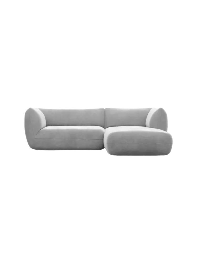 3/4-Sitzer Design Ecksofa „Savoy“ mit Samtbezug Samtbezug Hellgrau BLOOMINGLOFT Collection