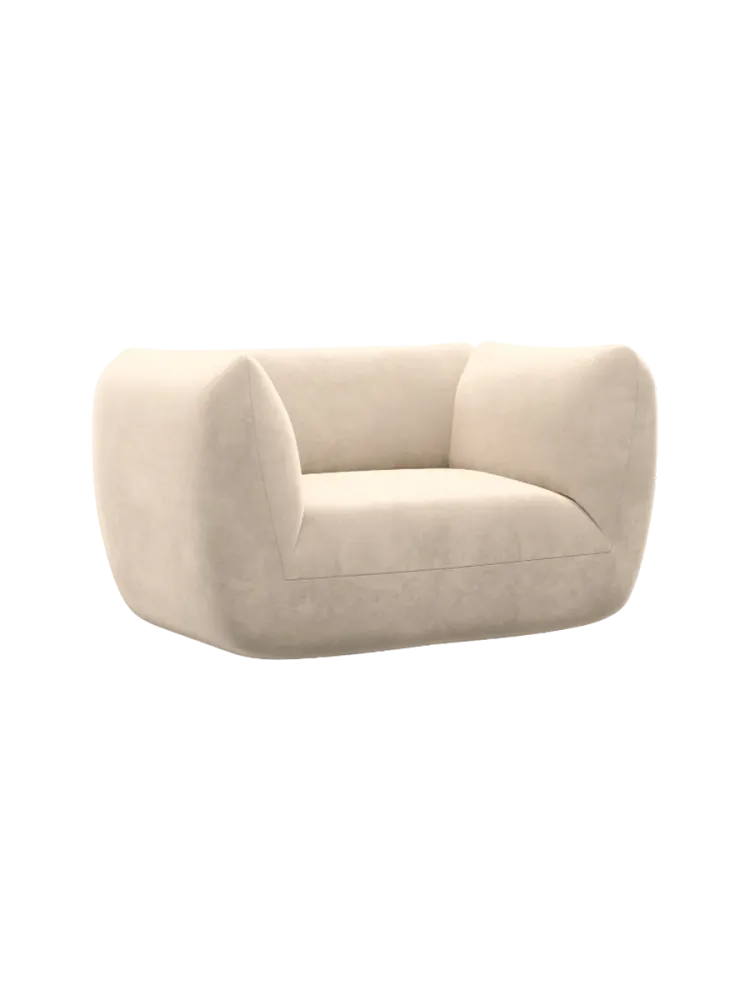 Design Loungesessel „Savoy“ mit Samtbezug Samtbezug Cream BLOOMINGLOFT Collection