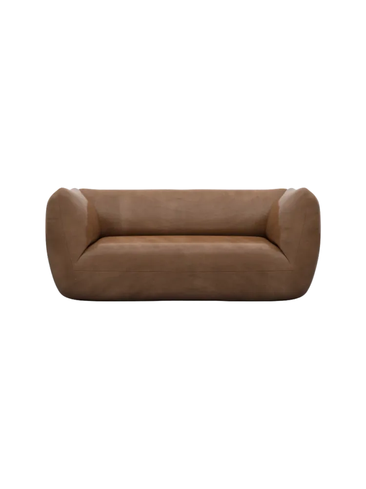 2-Sitzer Design Echtleder Sofa „Savoy“ Echtleder Choco Brown BLOOMINGLOFT Collection