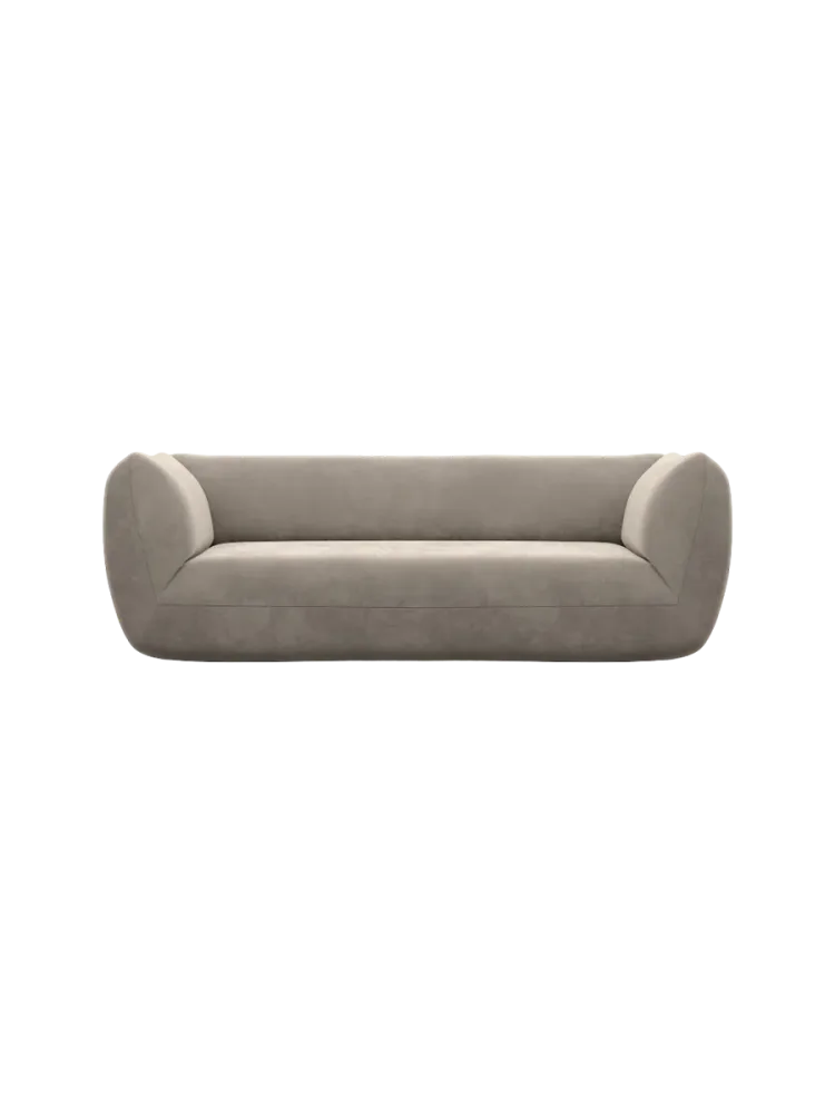 3-Sitzer Design Sofa „Savoy“ mit Samtbezug Samtbezug Beige dunkel BLOOMINGLOFT Collection