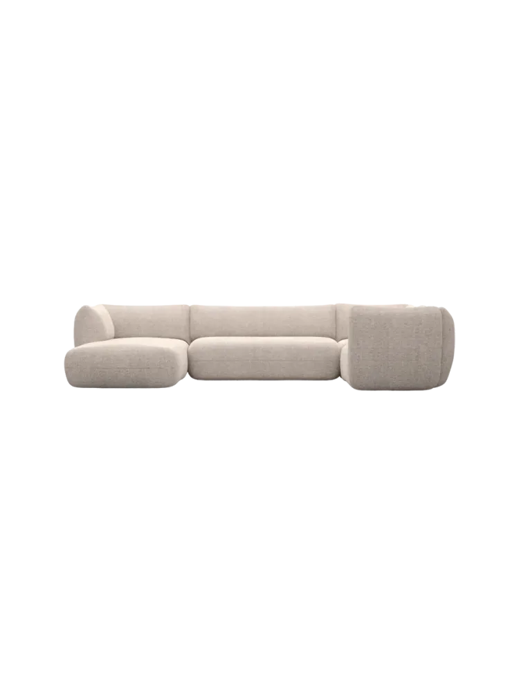5-Sitzer Design Panorama-Sofa „Savoy XL“ mit Strukturstoff-Bezug Strukturstoff Beige BLOOMINGLOFT Collection