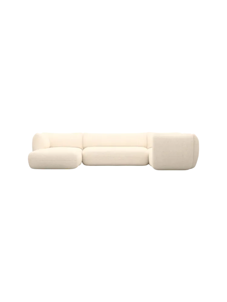 5-Sitzer Design Panorama-Sofa „Savoy XL“ mit Strukturstoff-Bezug Strukturstoff Cream BLOOMINGLOFT Collection