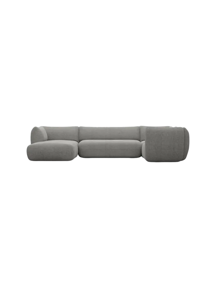5-Sitzer Design Panorama-Sofa „Savoy XL“ mit Strukturstoff-Bezug Strukturstoff Grau BLOOMINGLOFT Collection