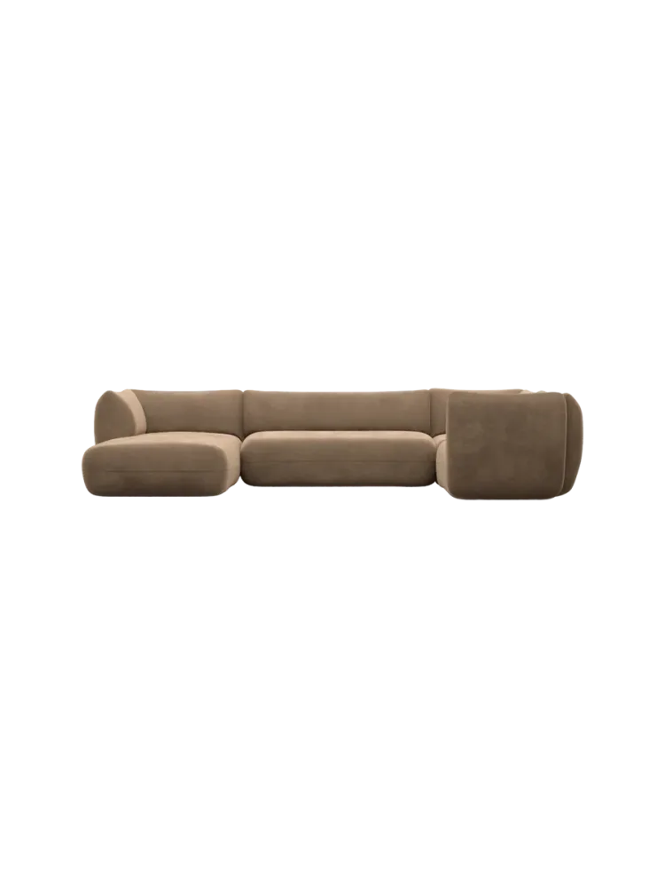 5-Sitzer Design Panorama-Sofa „Savoy XL“ mit Samtbezug Samtbezug Braun BLOOMINGLOFT Collection