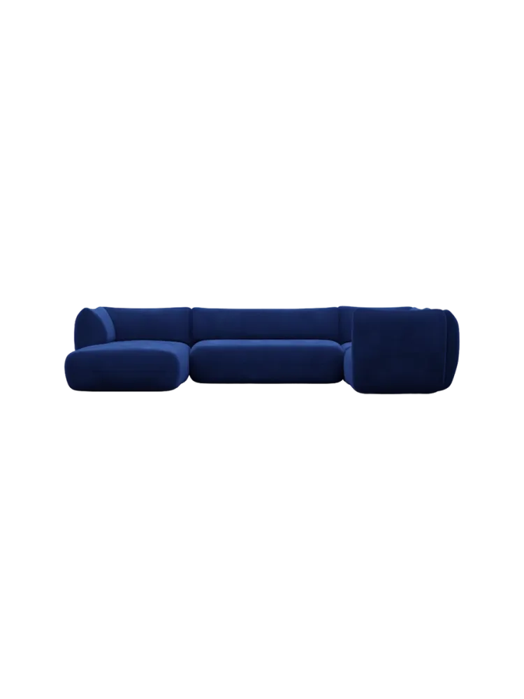 5-Sitzer Design Panorama-Sofa „Savoy XL“ mit Samtbezug Samtbezug Königsblau BLOOMINGLOFT Collection