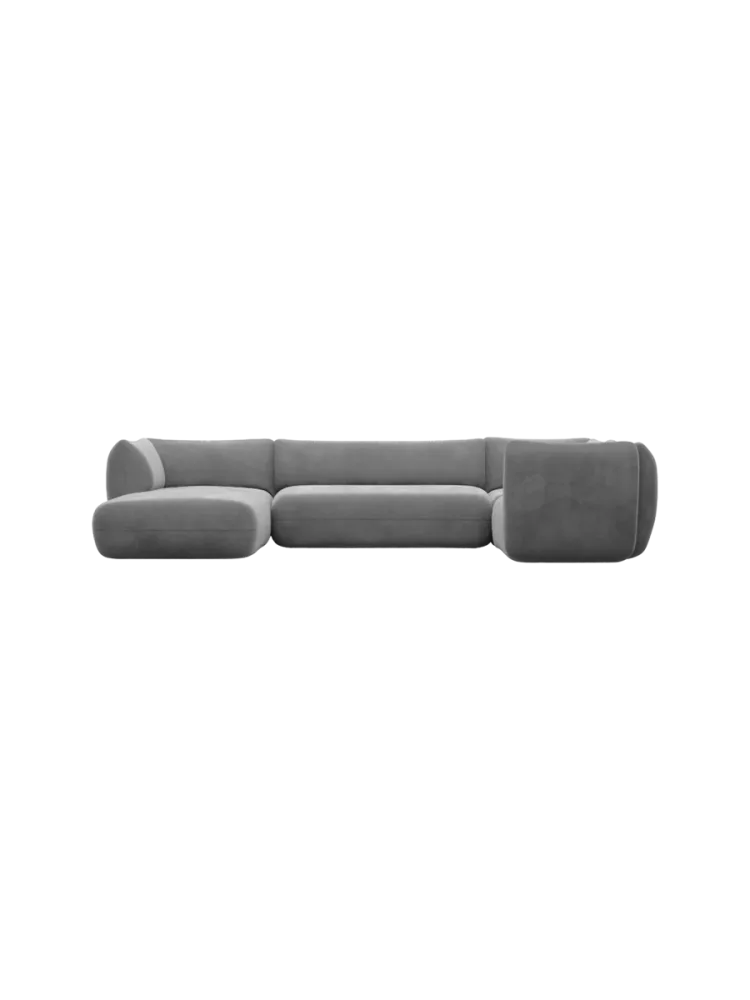 5-Sitzer Design Panorama-Sofa „Savoy XL“ mit Samtbezug Samtbezug Dunkelgrau BLOOMINGLOFT Collection