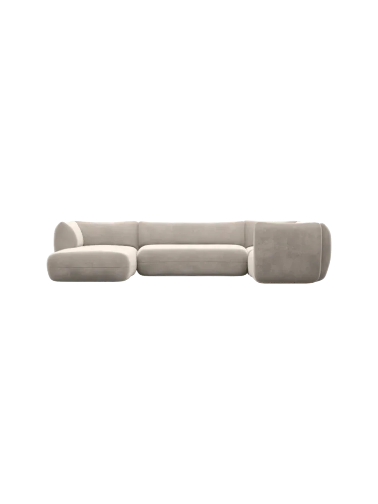 5-Sitzer Design Panorama-Sofa „Savoy XL“ mit Samtbezug Samtbezug Sand BLOOMINGLOFT Collection