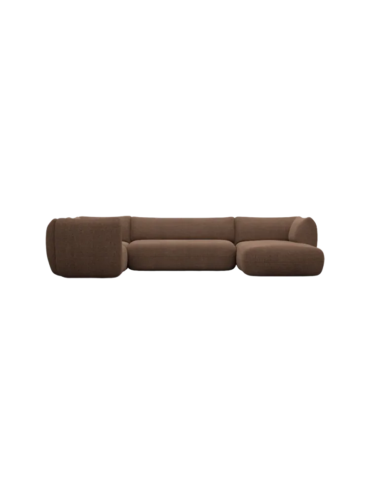 5-Sitzer Design Panorama-Sofa „Savoy XL“ mit Strukturstoff-Bezug Strukturstoff Braun BLOOMINGLOFT Collection