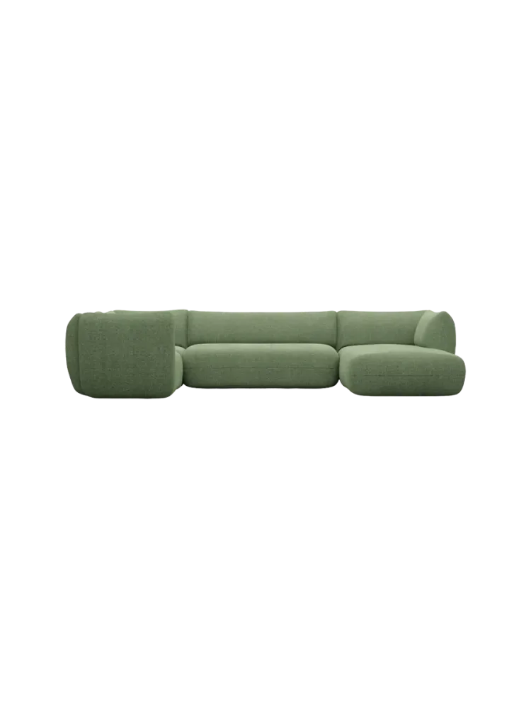 5-Sitzer Design Panorama-Sofa „Savoy XL“ mit Strukturstoff-Bezug Strukturstoff Grün BLOOMINGLOFT Collection