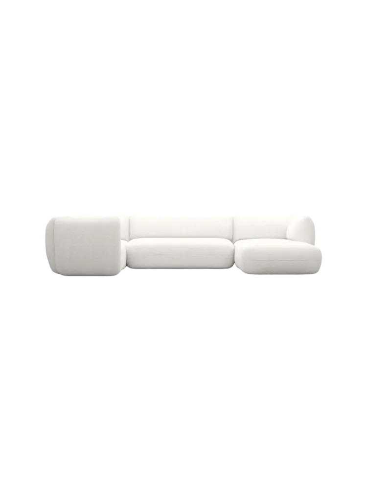5-Sitzer Design Panorama-Sofa „Savoy XL“ mit Strukturstoff-Bezug Strukturstoff Weiss BLOOMINGLOFT Collection
