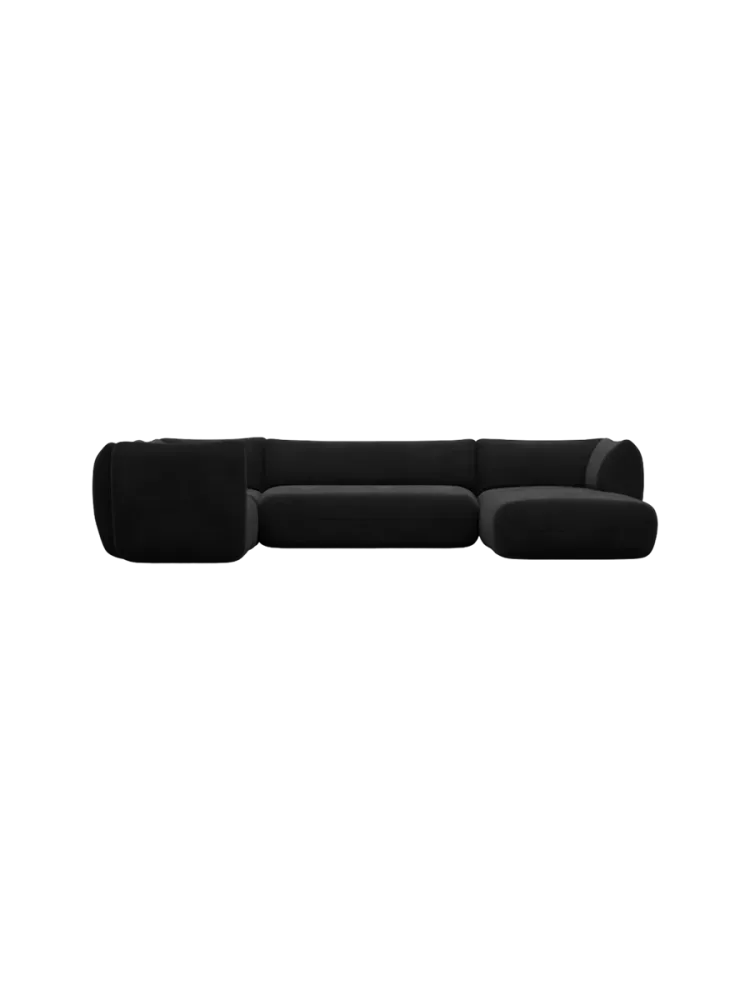 5-Sitzer Design Panorama-Sofa „Savoy XL“ mit Samtbezug Samtbezug Schwarz BLOOMINGLOFT Collection