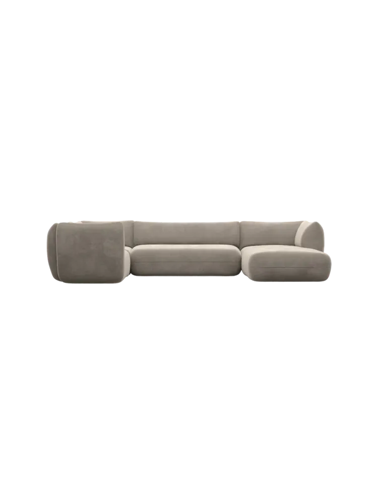 5-Sitzer Design Panorama-Sofa „Savoy XL“ mit Samtbezug Samtbezug Beige dunkel BLOOMINGLOFT Collection
