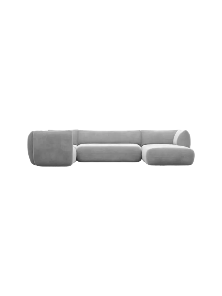 5-Sitzer Design Panorama-Sofa „Savoy XL“ mit Samtbezug Samtbezug Hellgrau BLOOMINGLOFT Collection