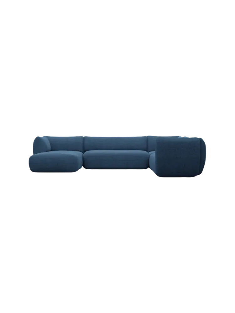 7-Sitzer Design Panorama-Sofa „Savoy XXL“ mit Strukturstoff-Bezug Strukturstoff Dunkelblau BLOOMINGLOFT Collection