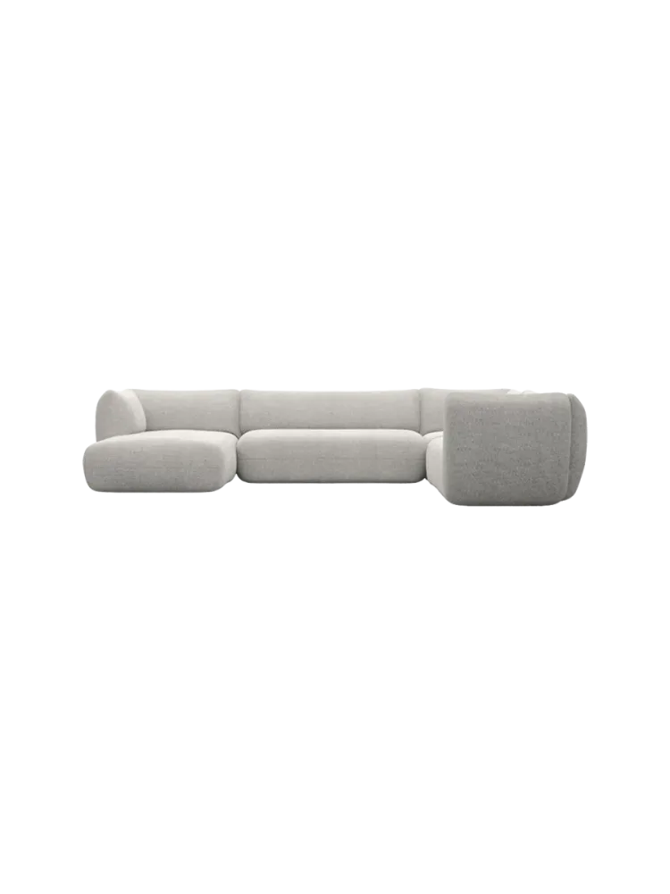 7-Sitzer Design Panorama-Sofa „Savoy XXL“ mit Strukturstoff-Bezug Strukturstoff Hellgrau BLOOMINGLOFT Collection
