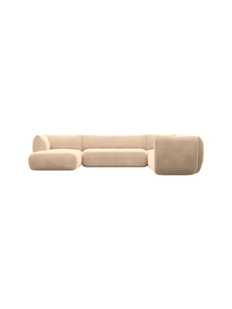 7-Sitzer Design Panorama-Sofa „Savoy XXL“ mit Samtbezug Samtbezug Beige BLOOMINGLOFT Collection