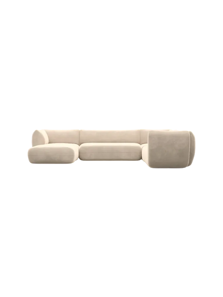 7-Sitzer Design Panorama-Sofa „Savoy XXL“ mit Samtbezug Samtbezug Cream BLOOMINGLOFT Collection
