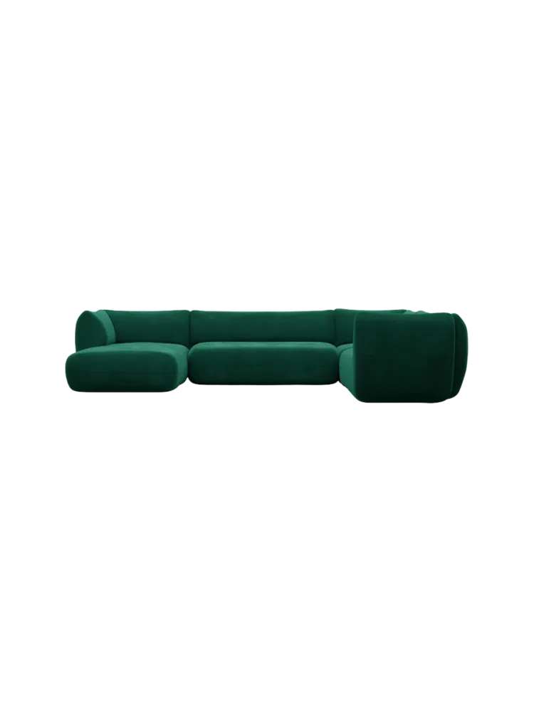 7-Sitzer Design Panorama-Sofa „Savoy XXL“ mit Samtbezug Samtbezug Grün BLOOMINGLOFT Collection