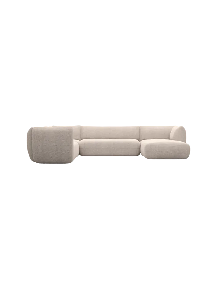7-Sitzer Design Panorama-Sofa „Savoy XXL“ mit Strukturstoff-Bezug Strukturstoff Beige BLOOMINGLOFT Collection